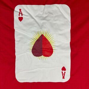 Red T-Shirt With Ace Of Hearts Playing Card Print Graphic Design Large Size